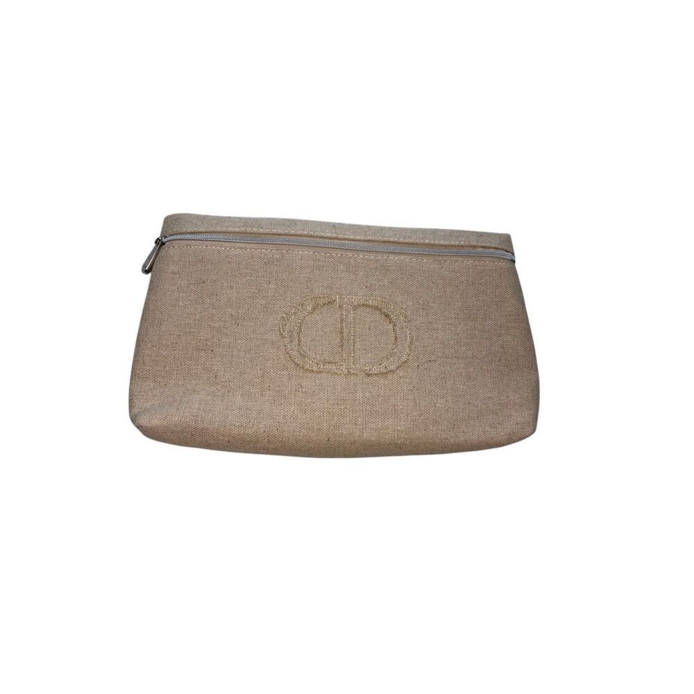 Christian Dior logo makeup pouch - linen/cotton